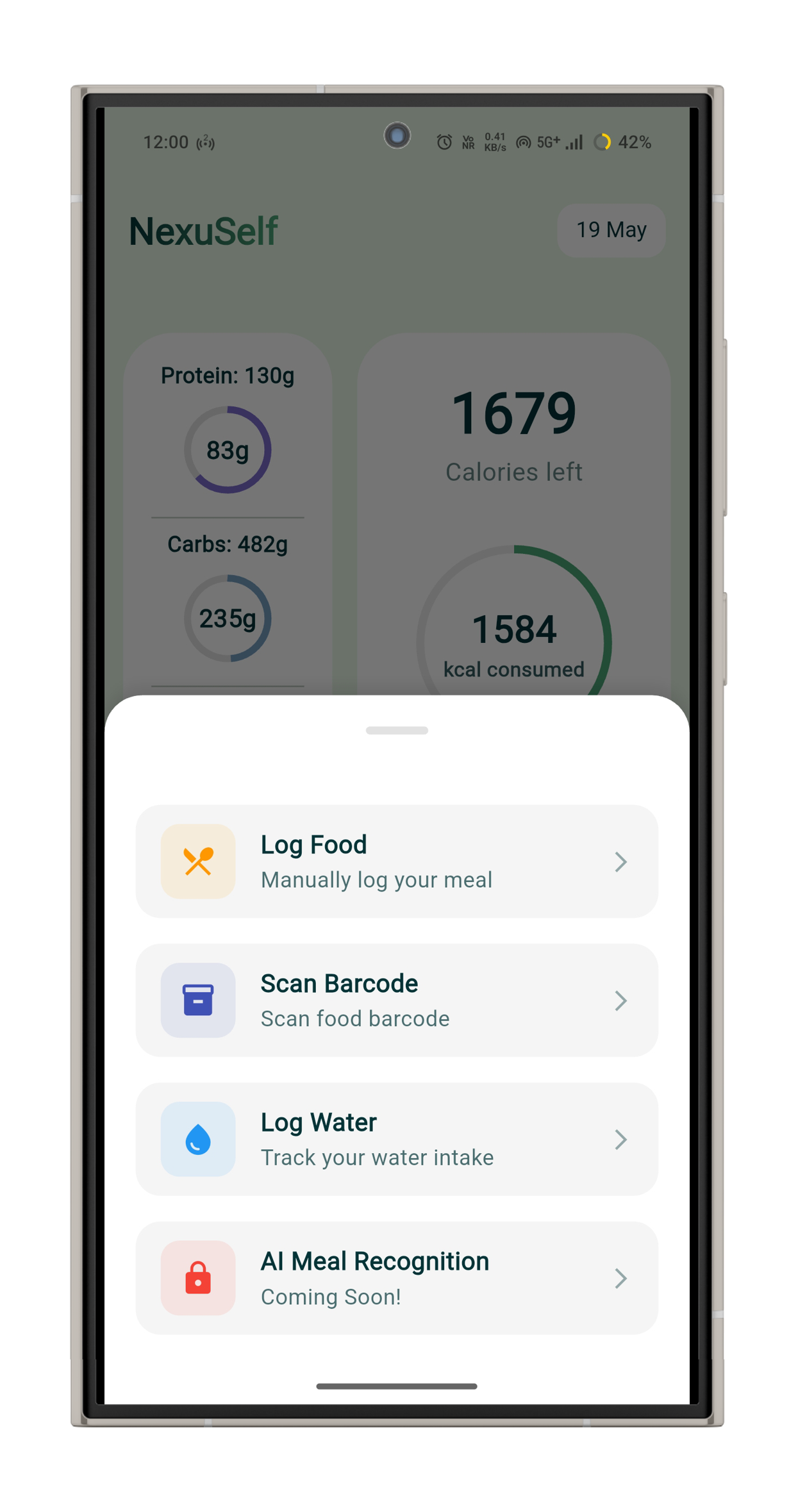NexuSelf Hydration Tracking Feature